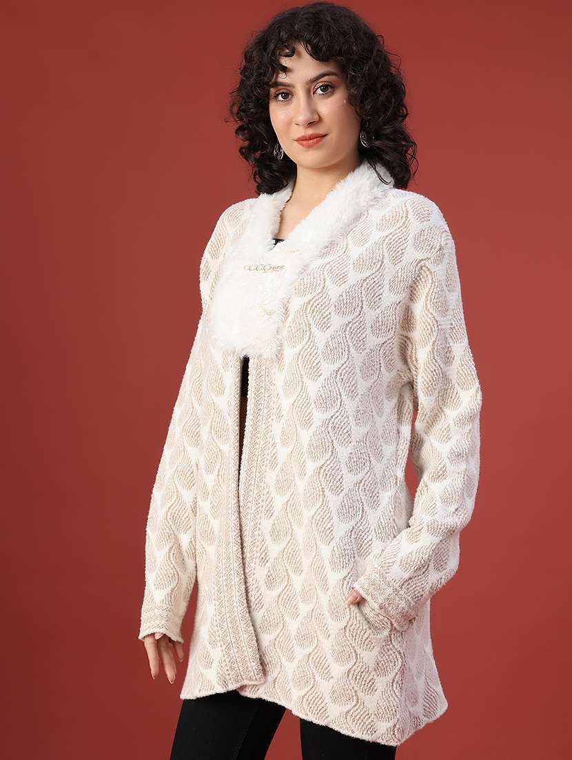women self design long sleeve cardigan - 21986415 -  Standard Image - 3