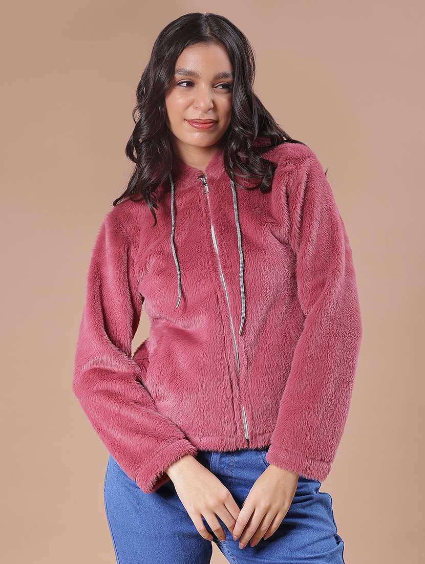 women solid long sleeve hooded sweatshirt - 21986431 -  Zoom Image - 0