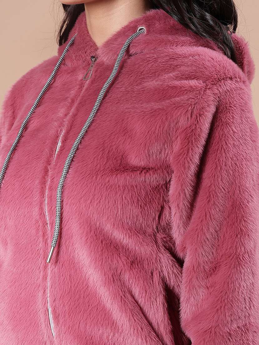 women solid long sleeve hooded sweatshirt - 21986431 -  Standard Image - 3