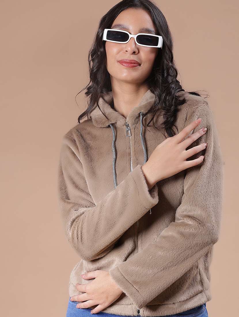 olive fur sweatshirt - 21986434 - Zoom Image - 0