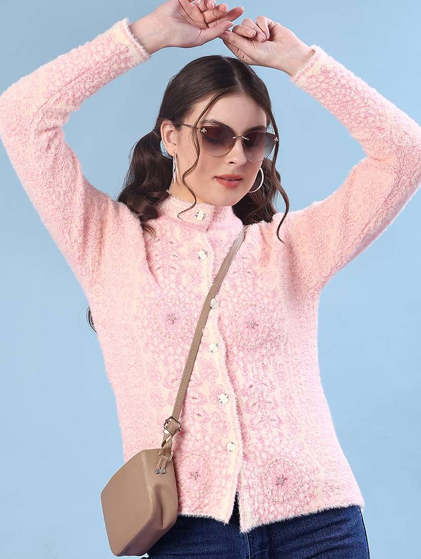 women self design long sleeve cardigan