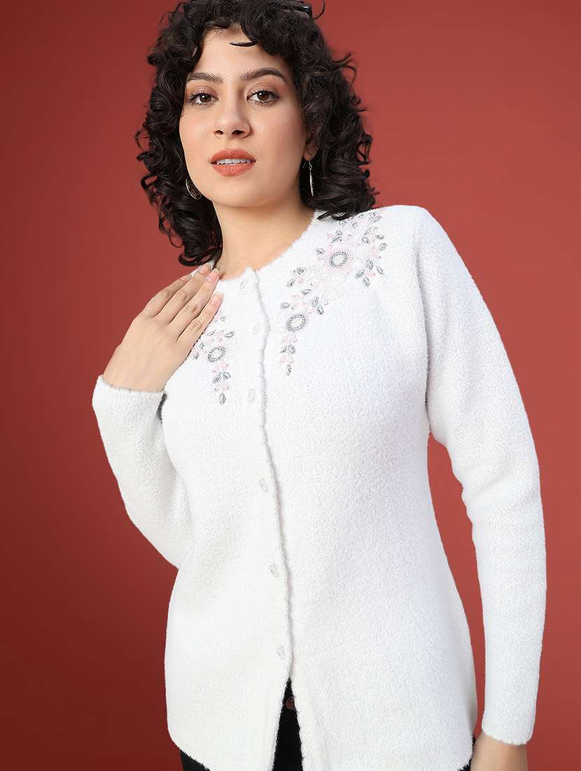 women self design long sleeve cardigan