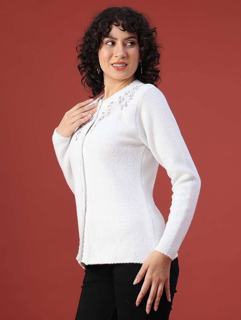 women self design long sleeve cardigan - 21986444 -  Standard Image - 3