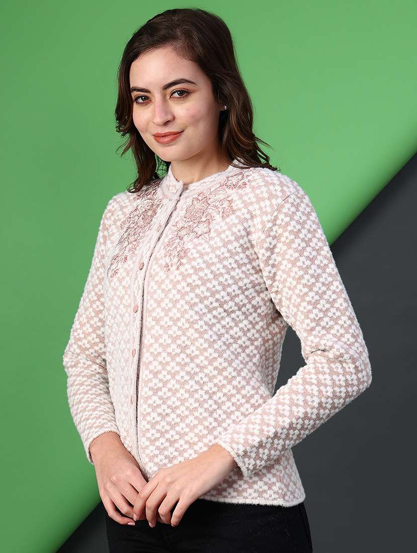 women self designed long sleeve cardigan - 21986445 -  Standard Image - 3