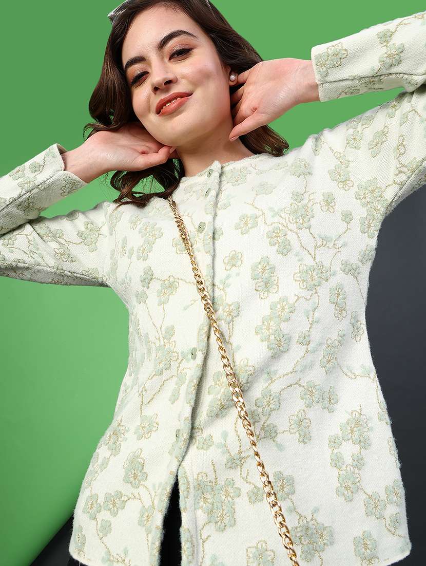 women self designed long sleeve cardigan