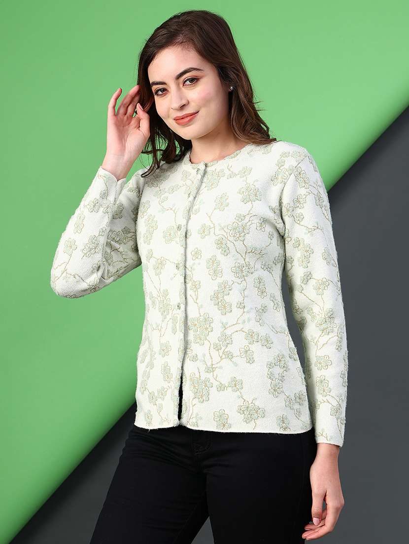 women self designed long sleeve cardigan - 21986446 -  Standard Image - 3