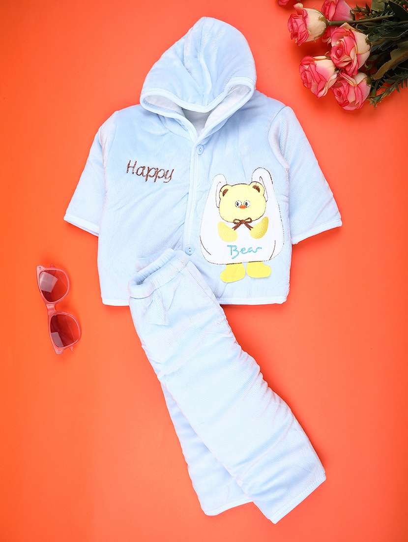 boys printed hooded full length co-ord set