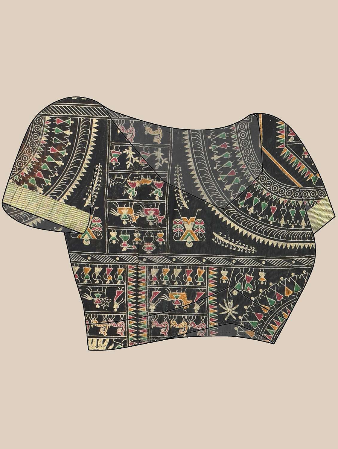 women warli printed bordered saree with blouse - 21986593 -  Standard Image - 5