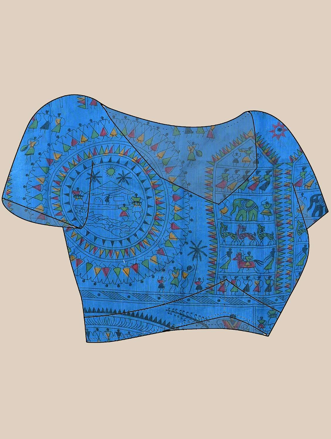 women warli printed bordered saree with blouse - 21986594 -  Standard Image - 5