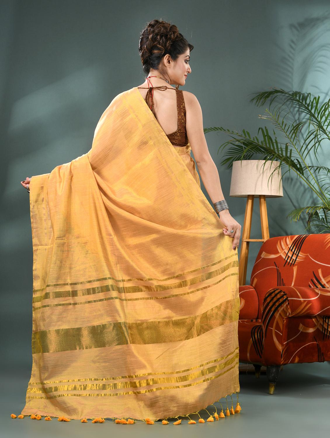 women solid plain saree with blouse - 21986597 - Standard Image - 3