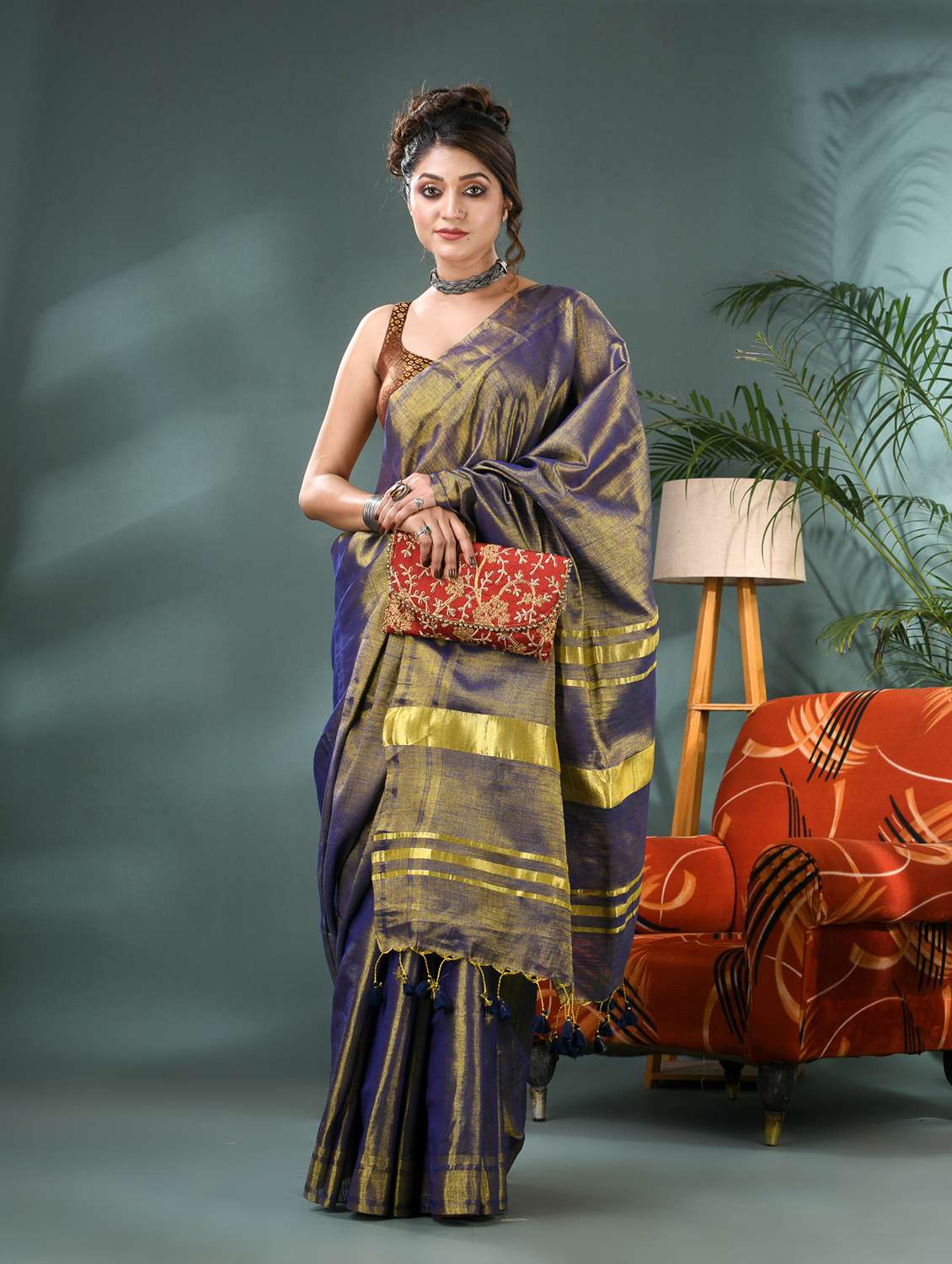 women solid plain saree with blouse - 21986598 -  Zoom Image - 0