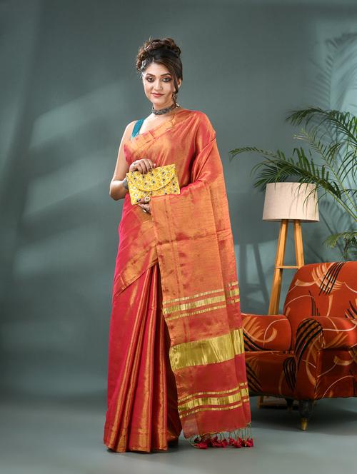 women solid plain saree with blouse - 21986600 - Standard Image - 0