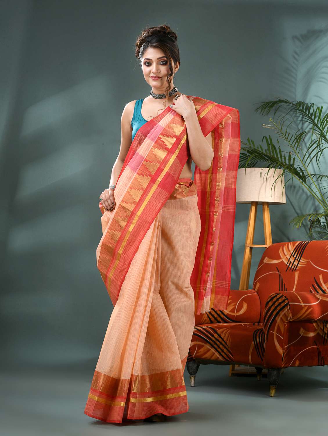 women self design tant saree - 21986603 -  Standard Image - 5