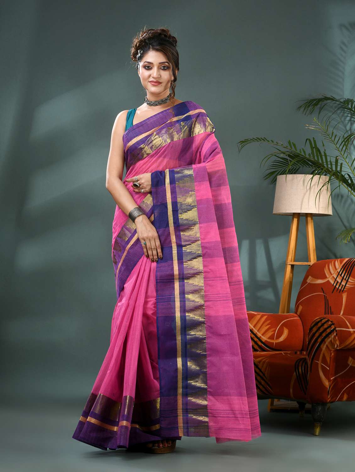 women self design tant saree - 21986604 - Standard Image - 3