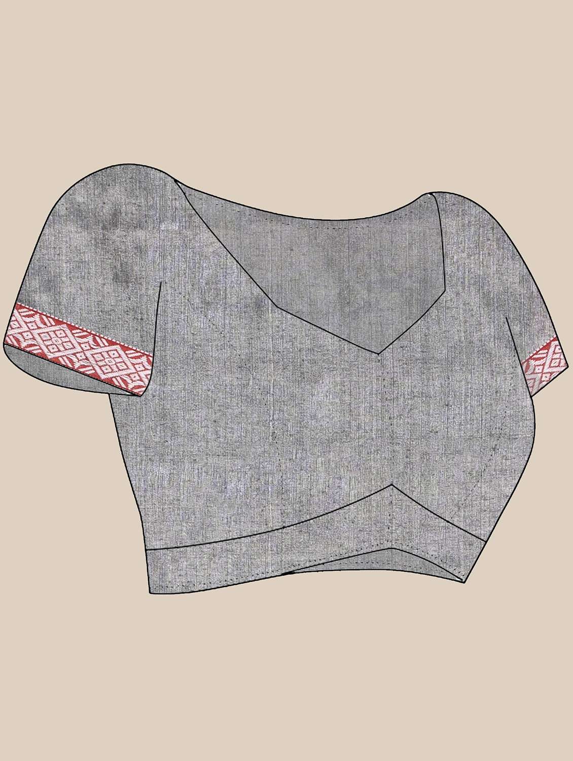 women solid with bordered handloom saree with blouse - 21986617 -  Standard Image - 5