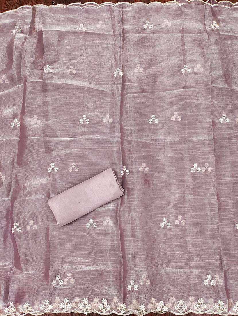 women solid with work embroidered unstitched suit set - 21986639 -  Standard Image - 3