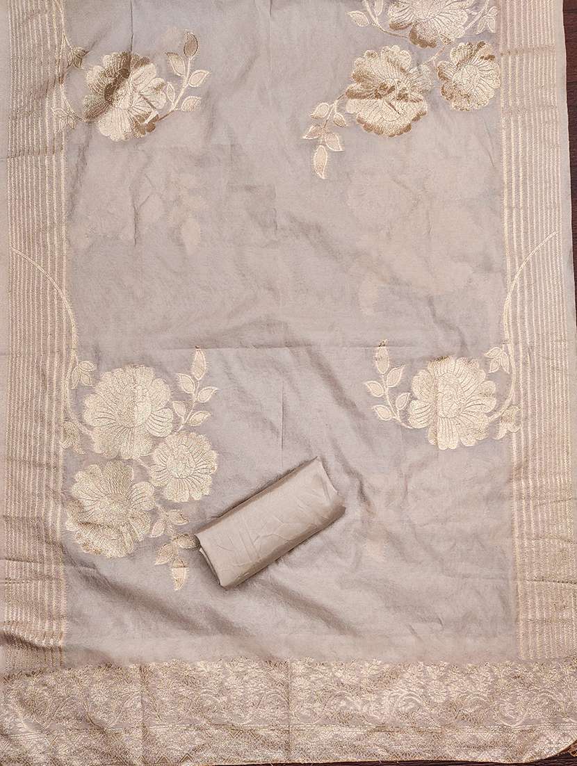 women solid with work embroidered unstitched suit set - 21986646 - Standard Image - 3