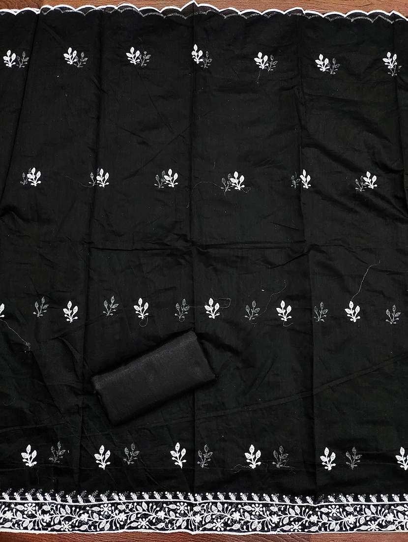 women solid with work embroidered unstitched suit set - 21986654 -  Standard Image - 3