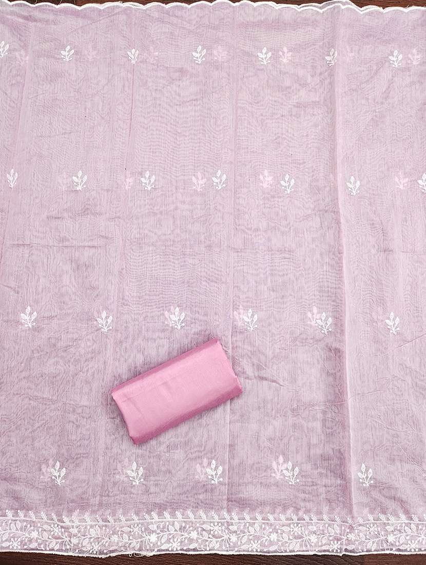 women solid with work embroidered unstitched suit set - 21986658 -  Standard Image - 3