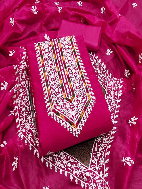 women solid with work embroidered unstitched suit set - 21986659 -  Standard Image - 0