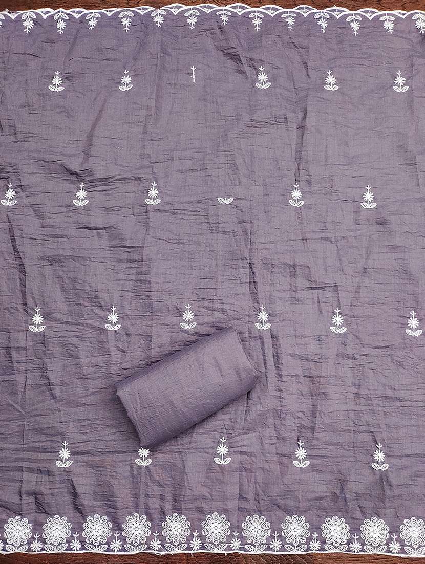 women solid with work embroidered unstitched suit set - 21986662 -  Standard Image - 3