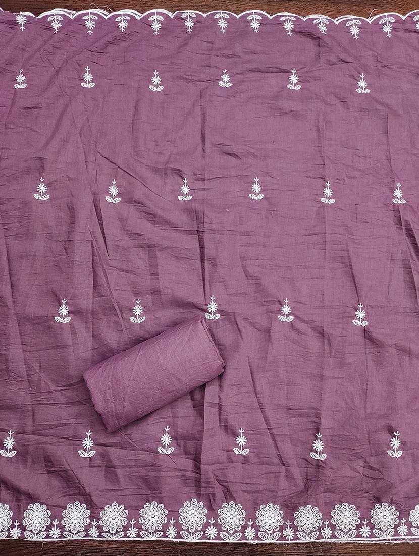 women solid with work embroidered unstitched suit set - 21986663 -  Standard Image - 3