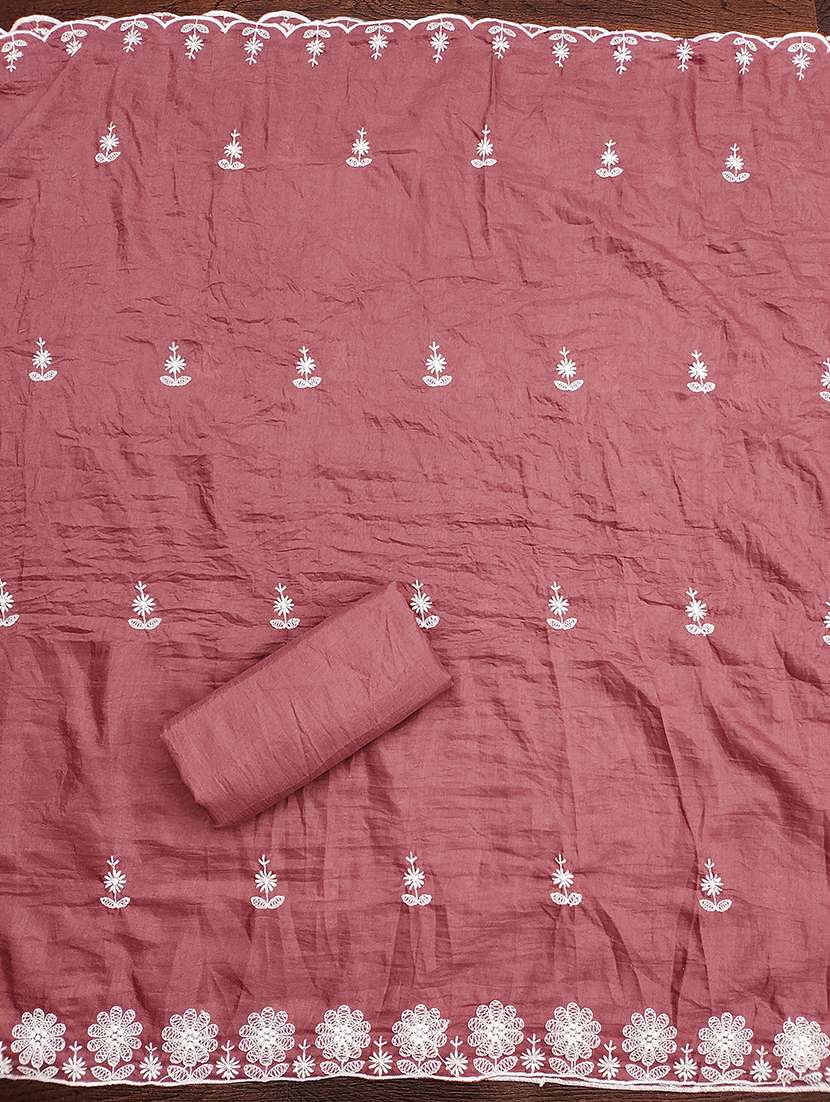 women solid with work embroidered unstitched suit set - 21986664 -  Standard Image - 3