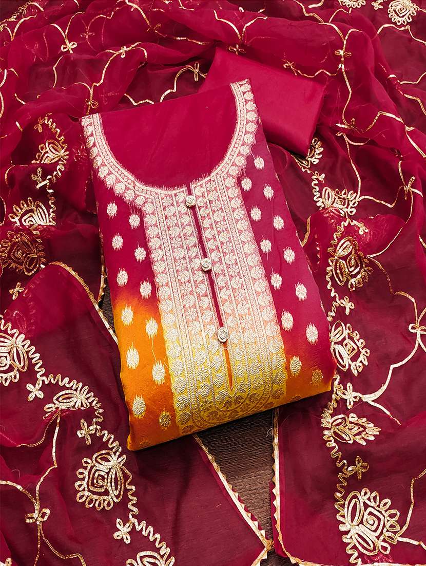 women self design zari work unstitched suit set - 21986666 - Zoom Image - 0