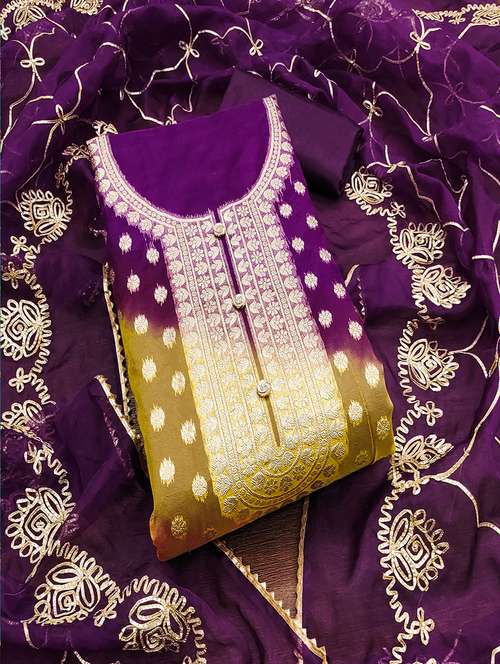 women self design zari work unstitched suit set - 21986669 -  Standard Image - 0