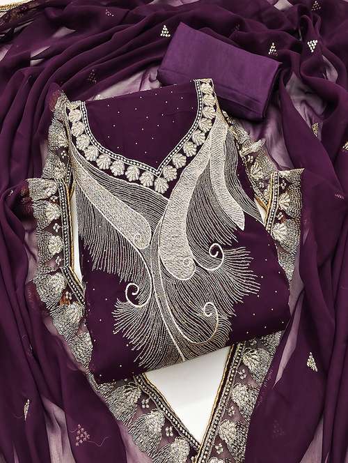 women solid with work unstitched suit set - 21986678 -  Standard Image - 0