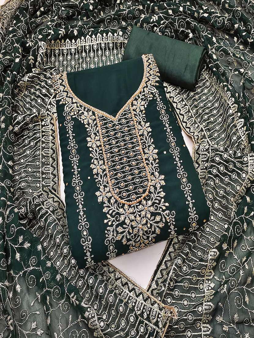 women solid with work embroidered unstitched suit set