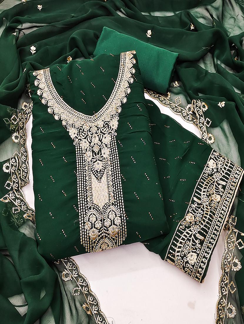 women solid with work embroidered unstitched suit set - 21986697 - Zoom Image - 0