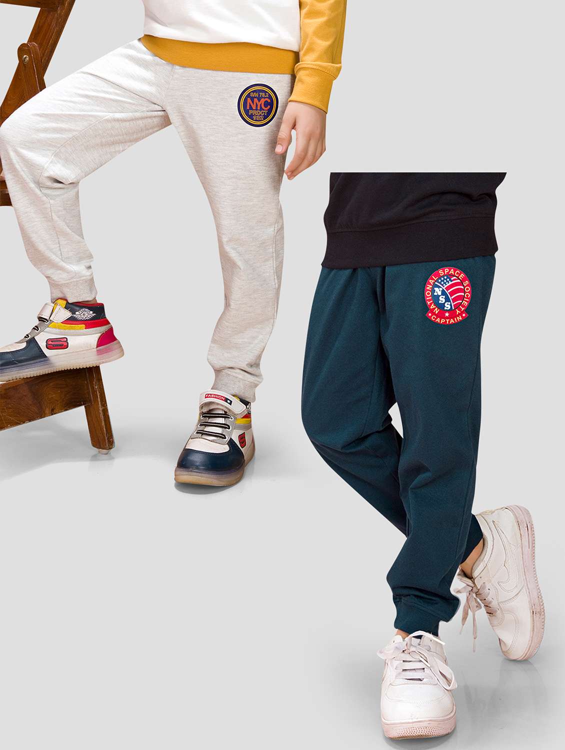 boys pack of 2 solid mid rise regular fit jogger