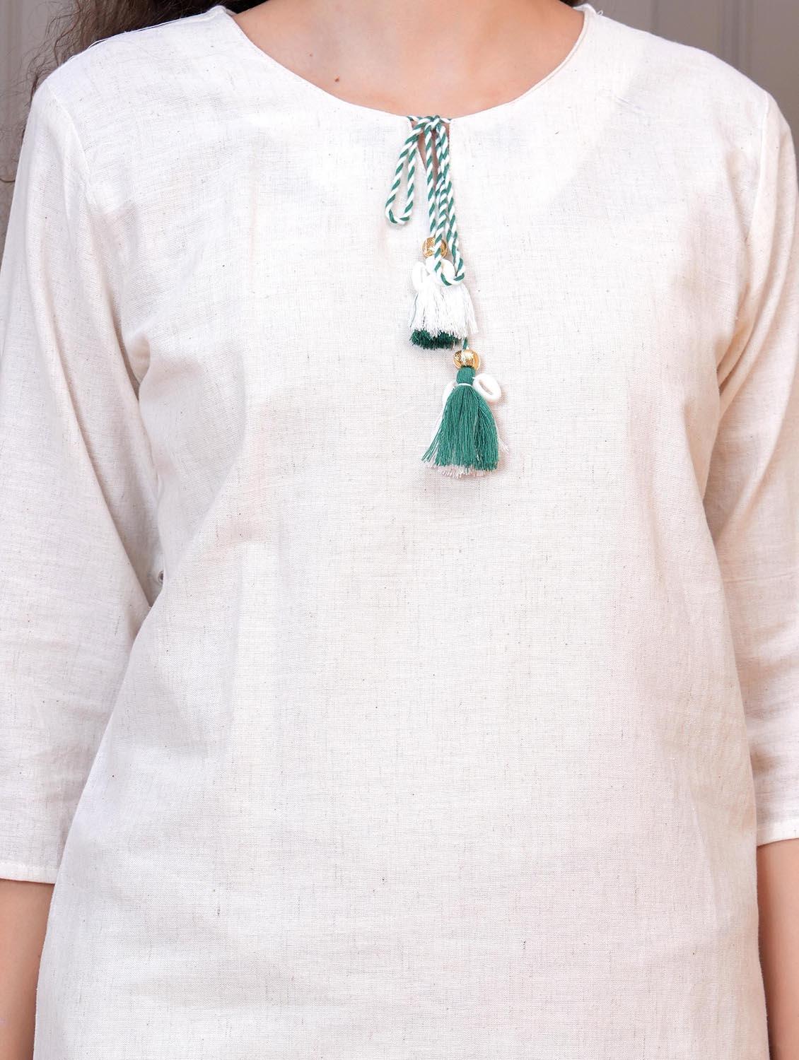 women white embroidered tie-up neck co-ord set - 21986708 - Standard Image - 5