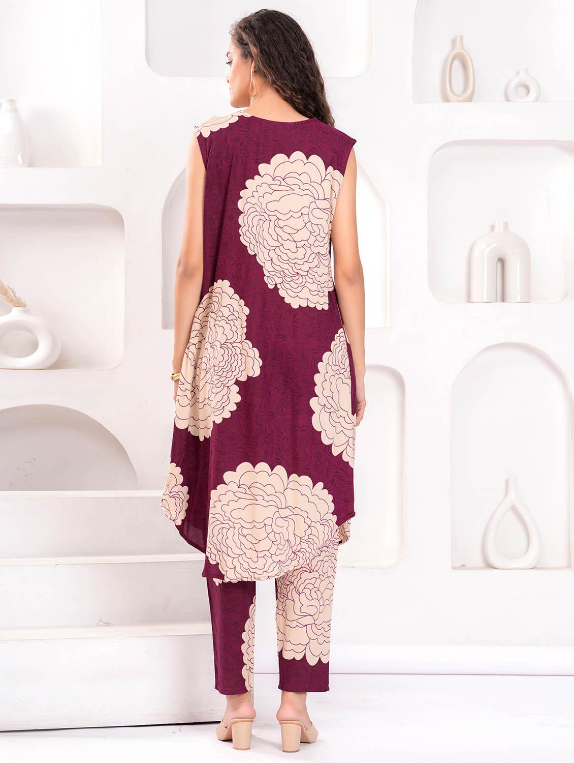 women bandhani print sleeveless kurta and pant set - 21986712 - Standard Image - 3