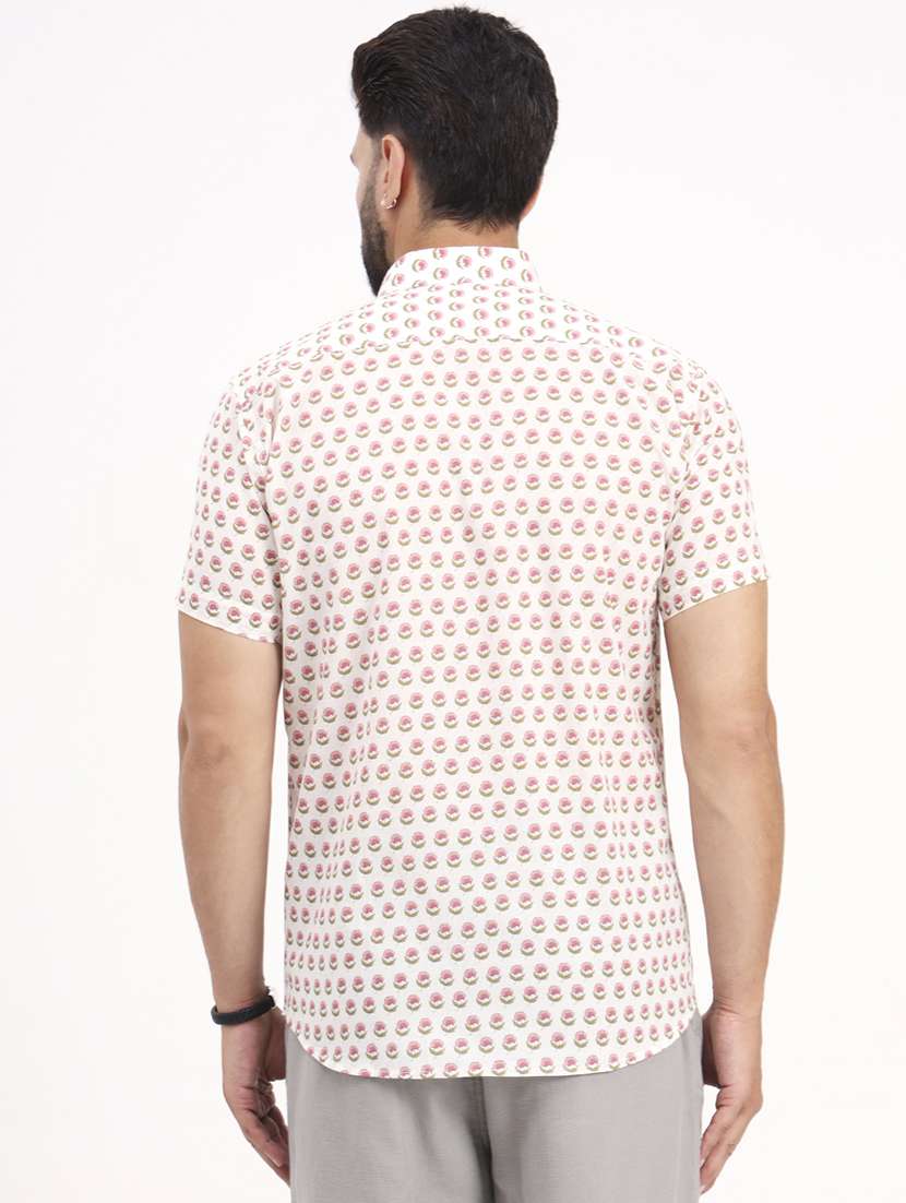 men printed short sleeve regular fit casual shirt - 21986724 - Standard Image - 3