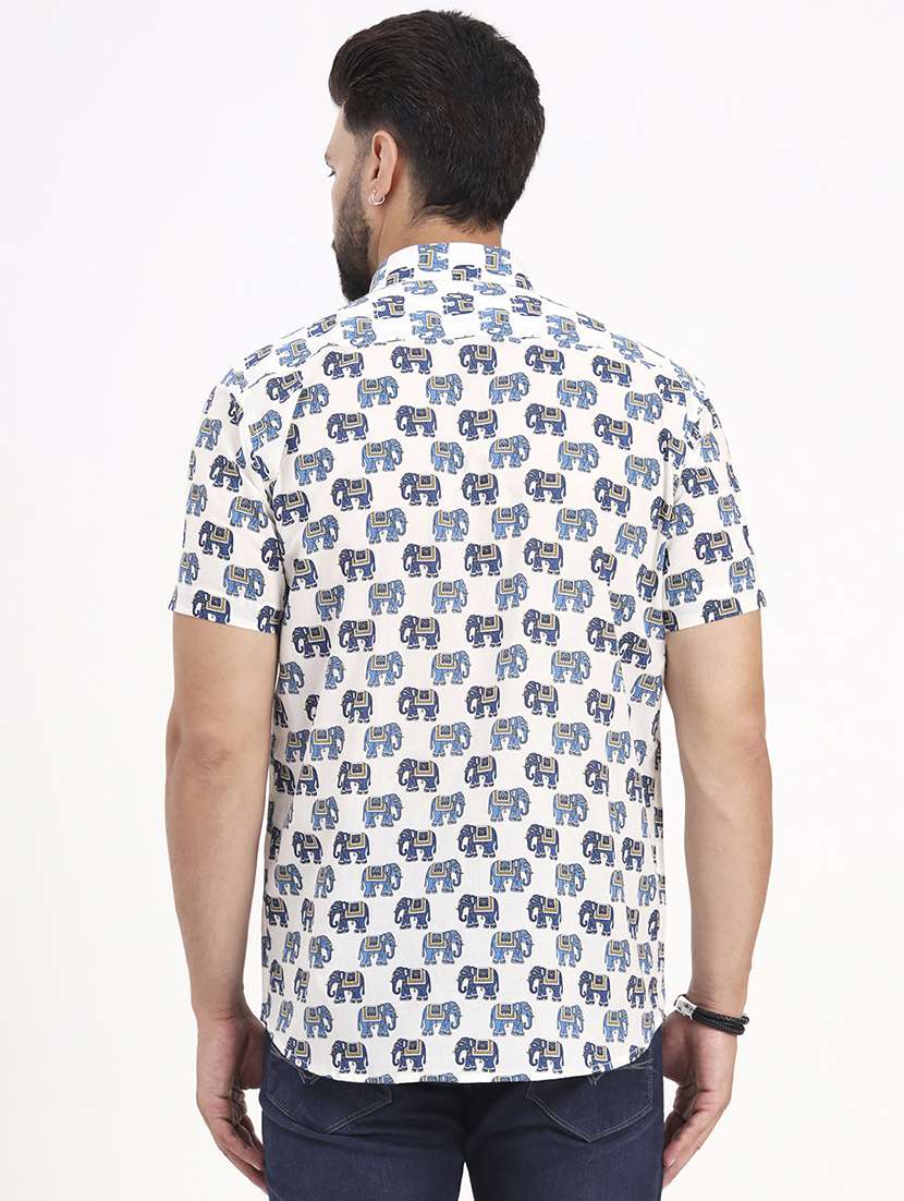 men printed short sleeve regular fit casual shirt - 21986725 - Standard Image - 3