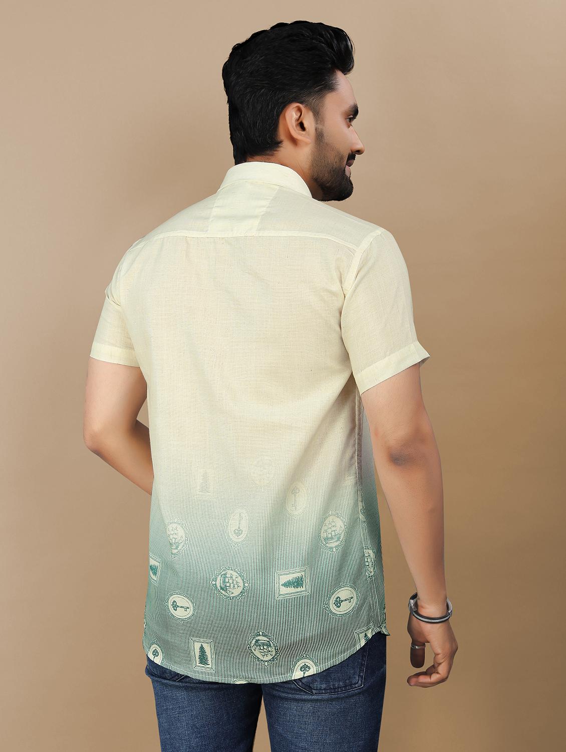 men printed short sleeve collared regular fit shirt - 21986759 - Standard Image - 3