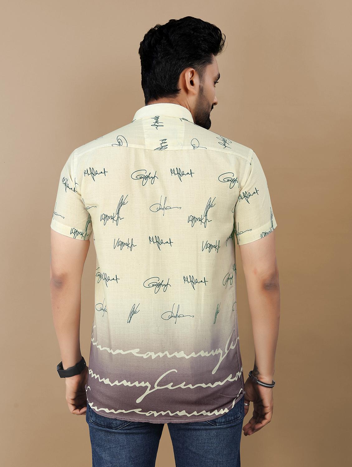 men printed short sleeve collared regular fit shirt - 21986763 - Standard Image - 3