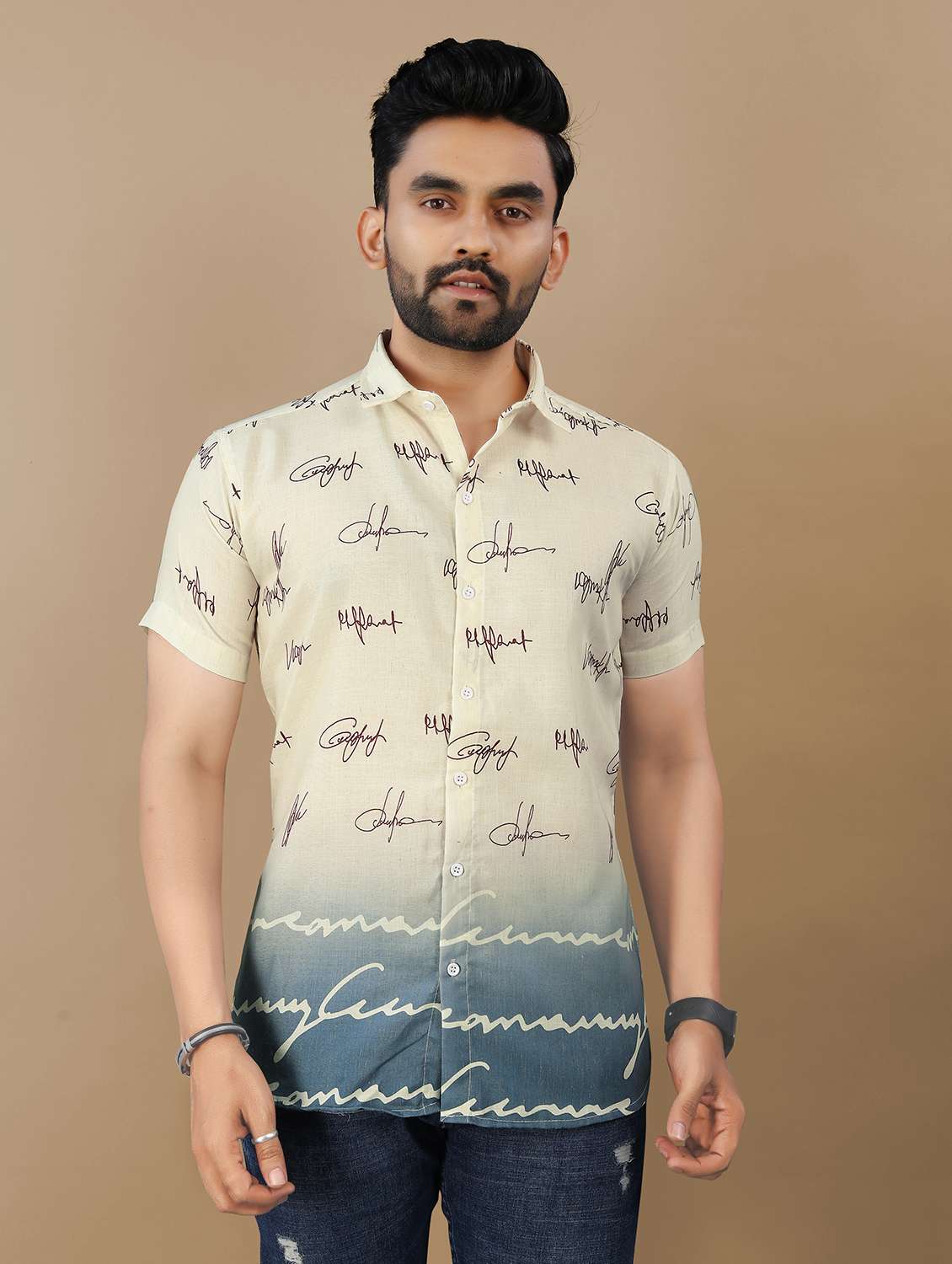 men printed short sleeve collared regular fit shirt - 21986764 - Zoom Image - 0