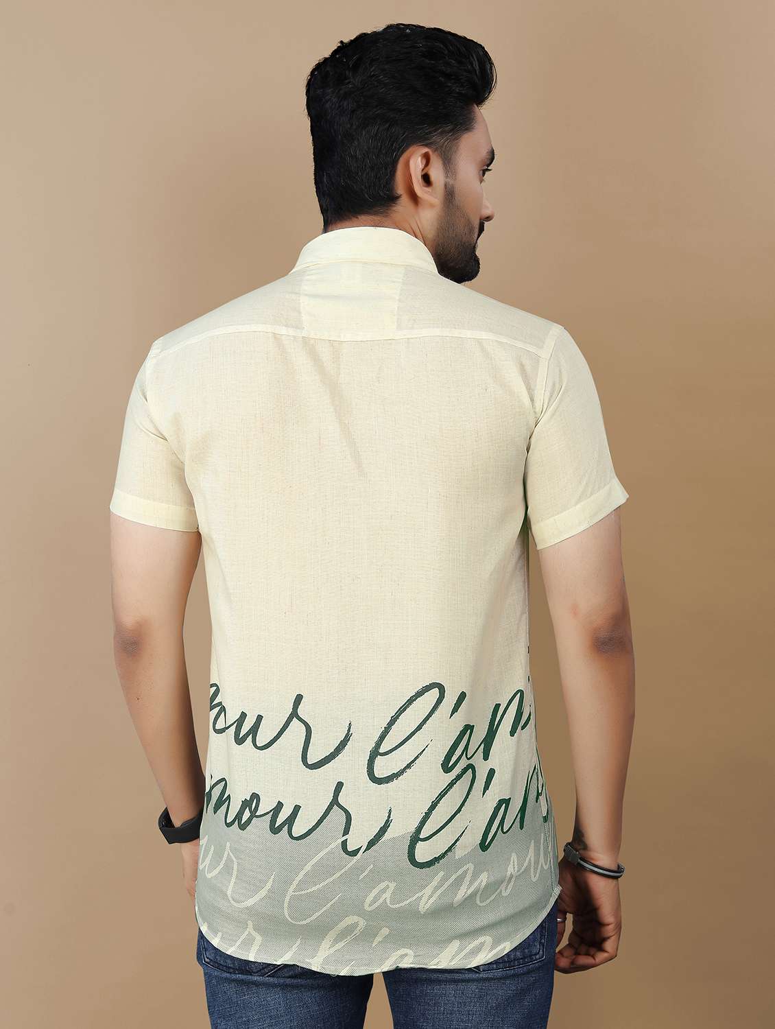 men printed short sleeve collared regular fit shirt - 21986766 - Standard Image - 3