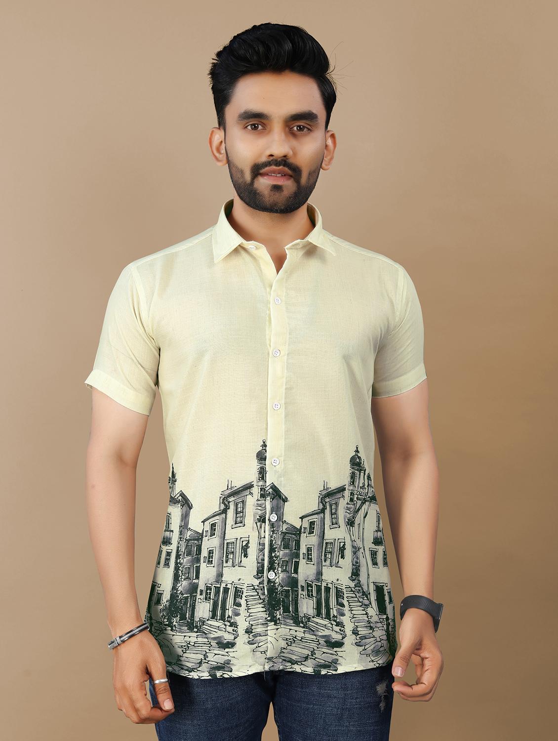 men printed short sleeve collared regular fit shirt - 21986768 - Zoom Image - 0