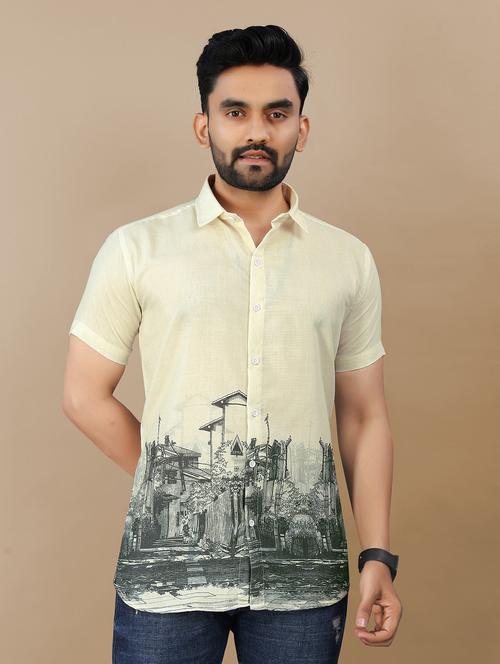 men printed short sleeve collared regular fit shirt - 21986769 - Standard Image - 0