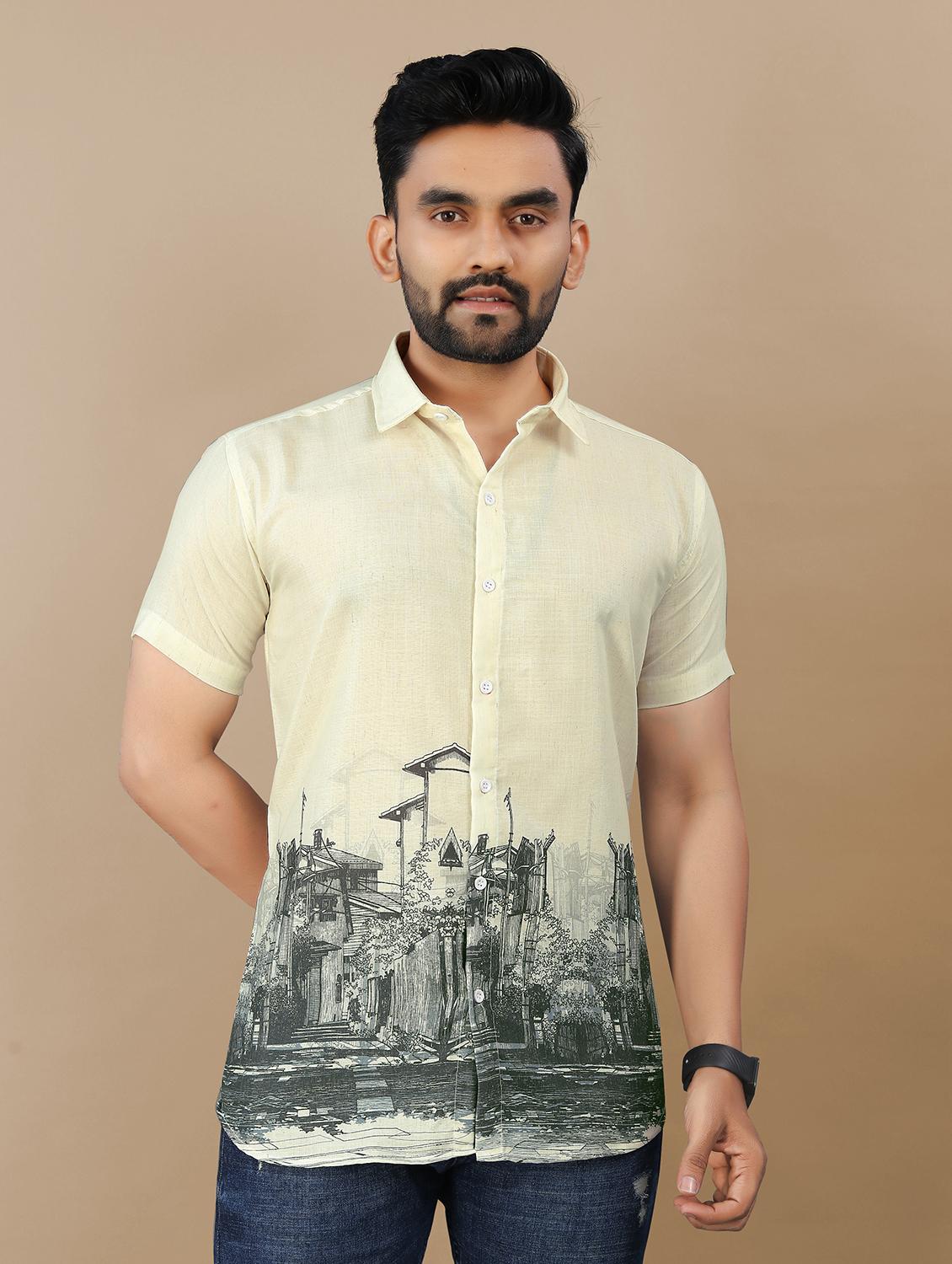 men printed short sleeve collared regular fit shirt - 21986769 - Zoom Image - 0