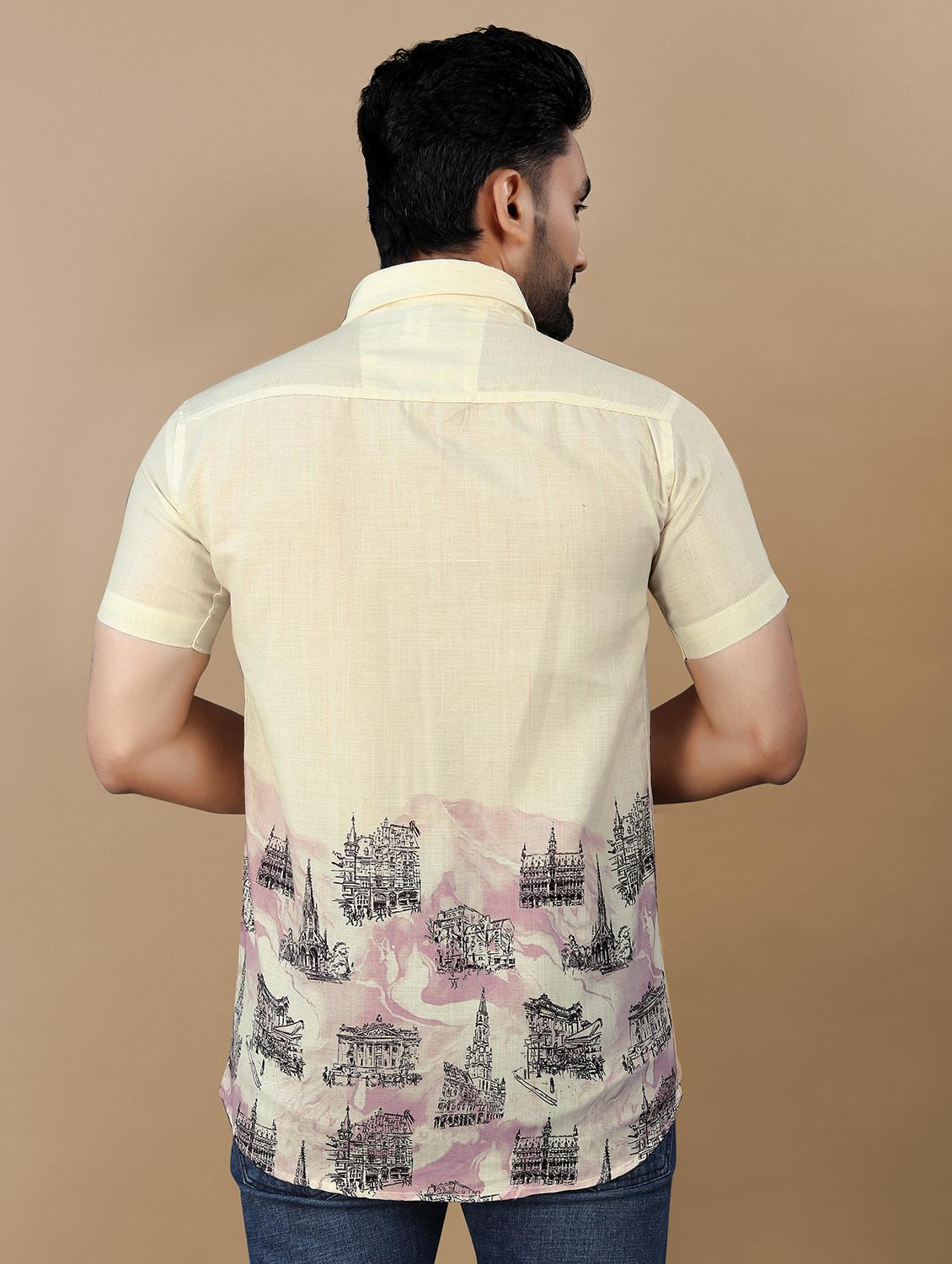 men printed short sleeve collared regular fit shirt - 21986770 - Standard Image - 3