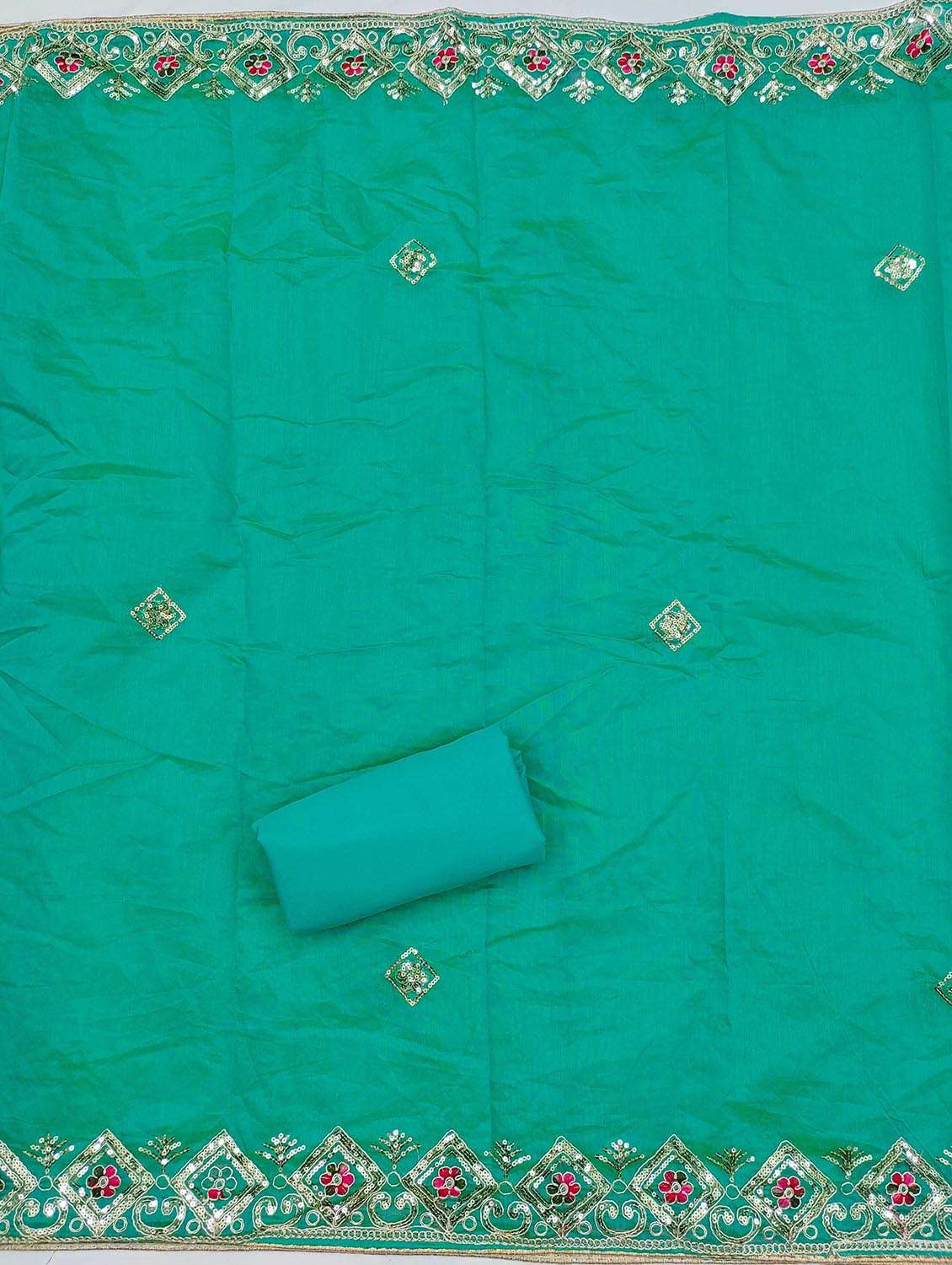 women solid with work embroidered unstitched suit set - 21986780 -  Standard Image - 3