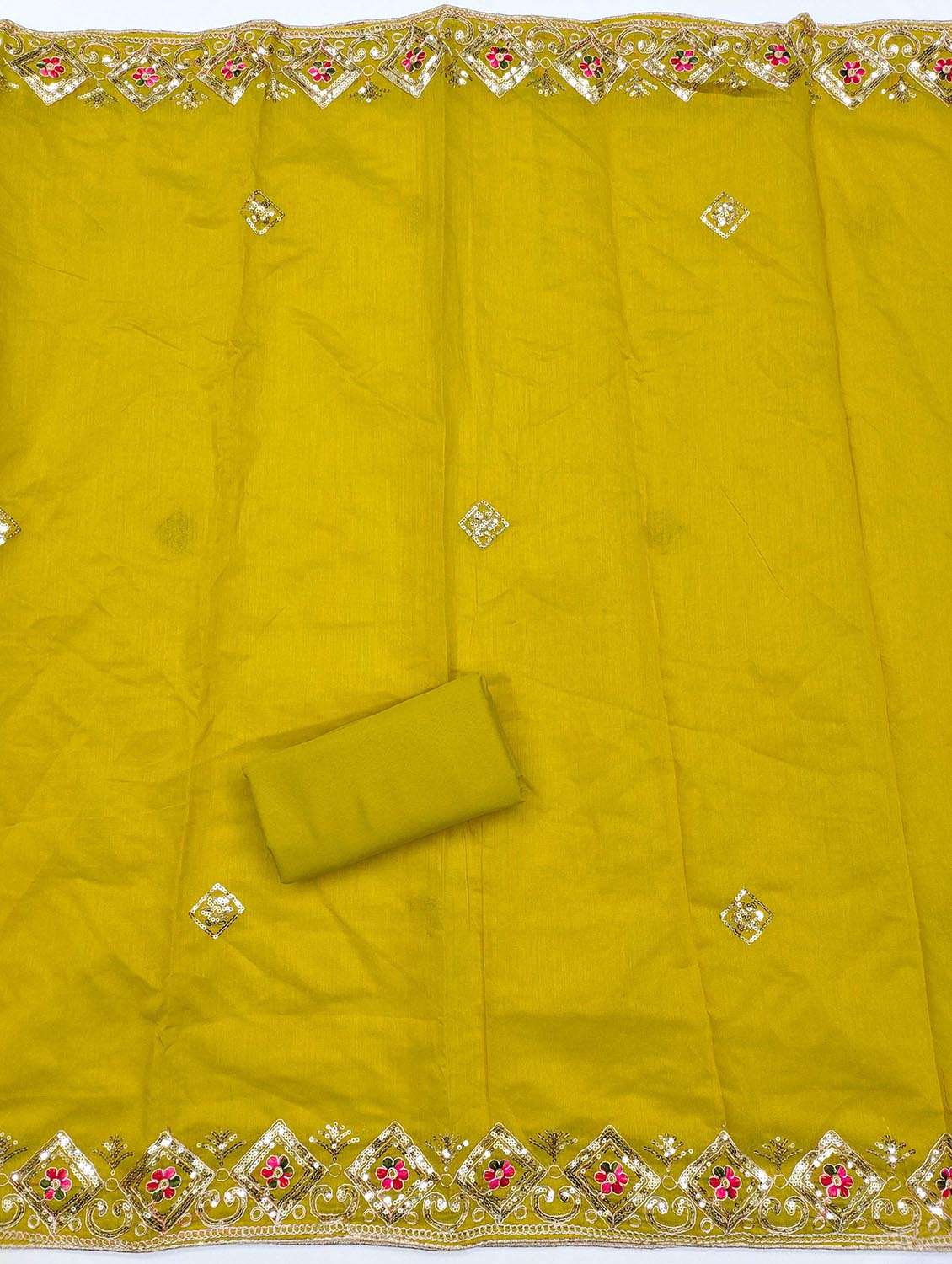 women solid with work embroidered unstitched suit set - 21986781 -  Standard Image - 3