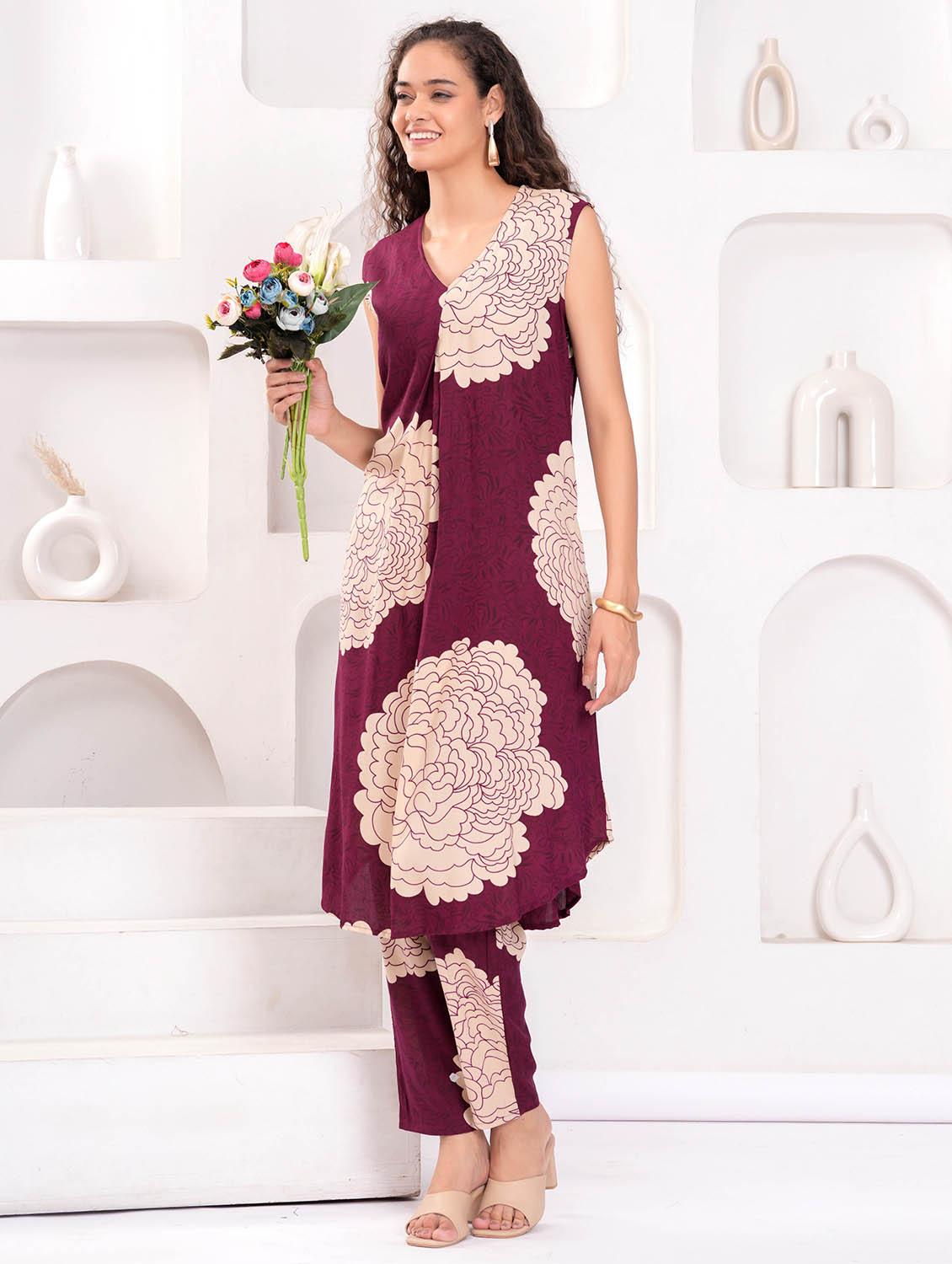 women bandhani print sleeveless kurta and pant set - 21986790 - Zoom Image - 0