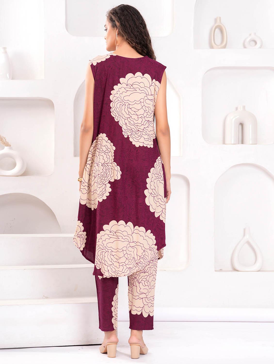 women bandhani print sleeveless kurta and pant set - 21986790 - Standard Image - 3