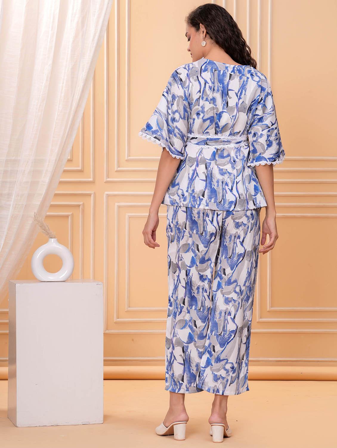 women printed top and trouser co-ord set - 21986793 - Standard Image - 3